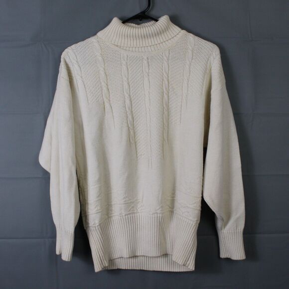 Bogner Sweaters - Vintage Bogner Sweater Womens Small Turtleneck Cable Knit Pull Over Wool Blend